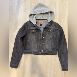 Black Jean jacket with detachable hood